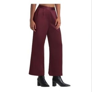 HALSTON Women’ Burgundy Cropped Lightweight Breathable Wide Leg Pants Si…